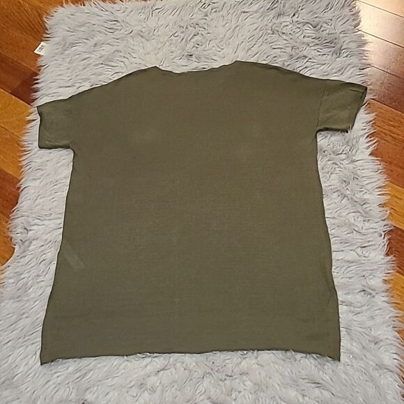 Eileen fisher womens silk, organic linen army‎ green flowy tshirt size pm - Picture 5 of 6